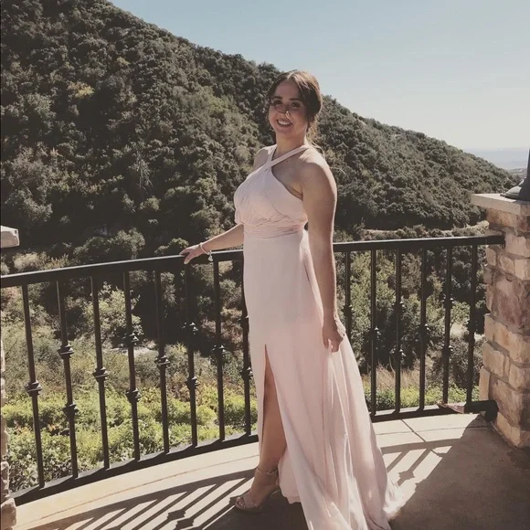 mori lee blush bridesmaid dress Twist-Knot Chiffon Bridesmaid Dress